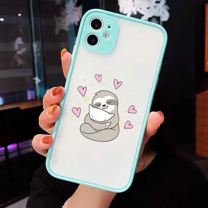 

yoga sloth Phone Case Matte Transparent for iPhone 7 8 11 12 s mini pro X XS XR MAX Plus cover funda