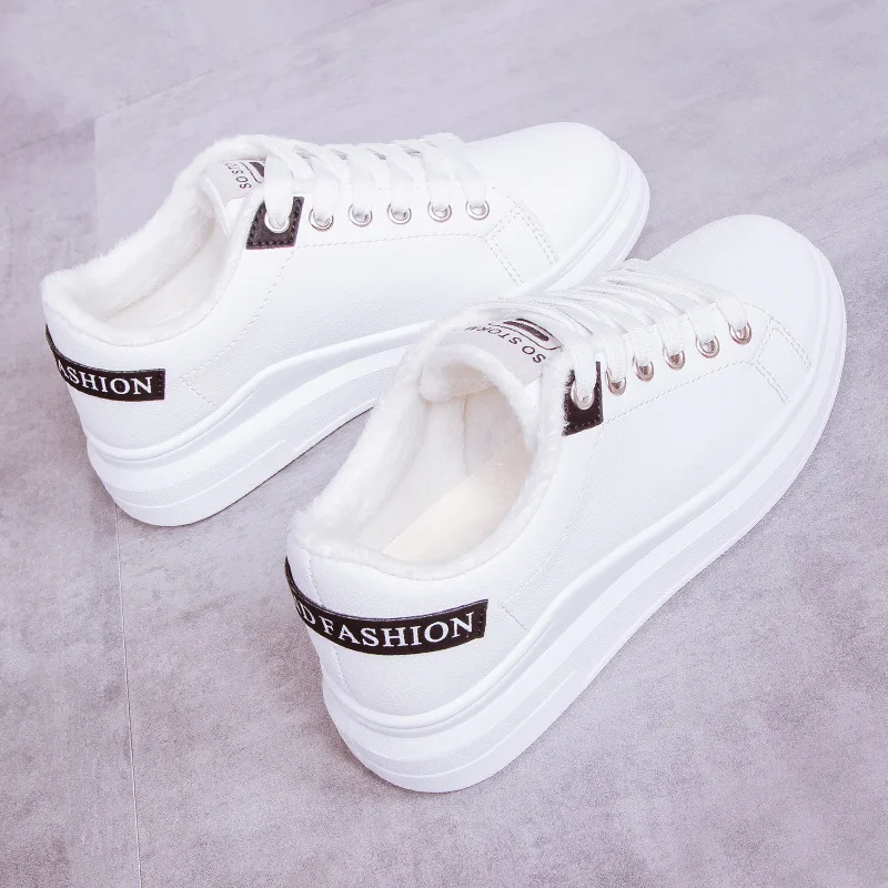 

Autumn Winter White Shoes Woman Casual Loafers Fashion Sneakers Women Warm Low-cut Shoes Ladies New High Quality Cotton Shoes