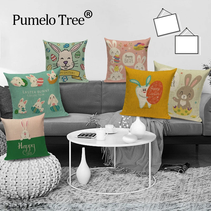 Чехол для подушки на Пасхальный день с изображением милого кролика и яйца