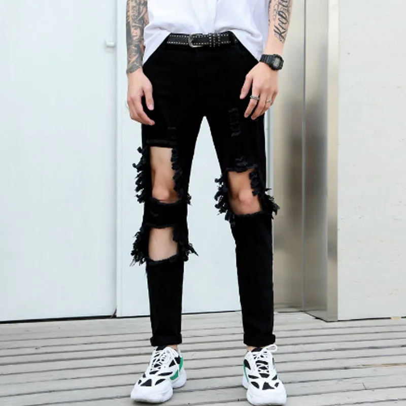 

Мужские бриджи, мужские бриджи, модные мужские бриджи, мужские бриджи, джинсы, уличная одежда, хип-хоп, панк, черные бриджи