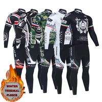 new rock racing 9d winter cycling clothing pant set mtb skull bike jersey mens thermal fleece bicycle clothes long cycling wear