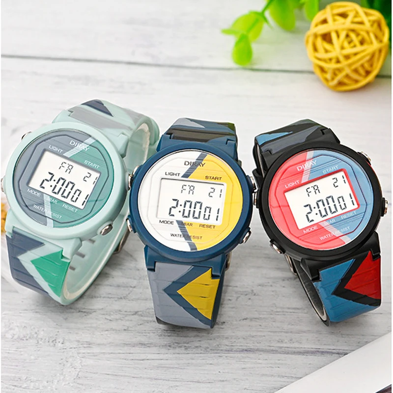 

Цифровые часы для мальчиков, детские, молодежные, спортивные, водонепроницаемые, с силиконовым ремешком, светодиодные, для девочек, электро...