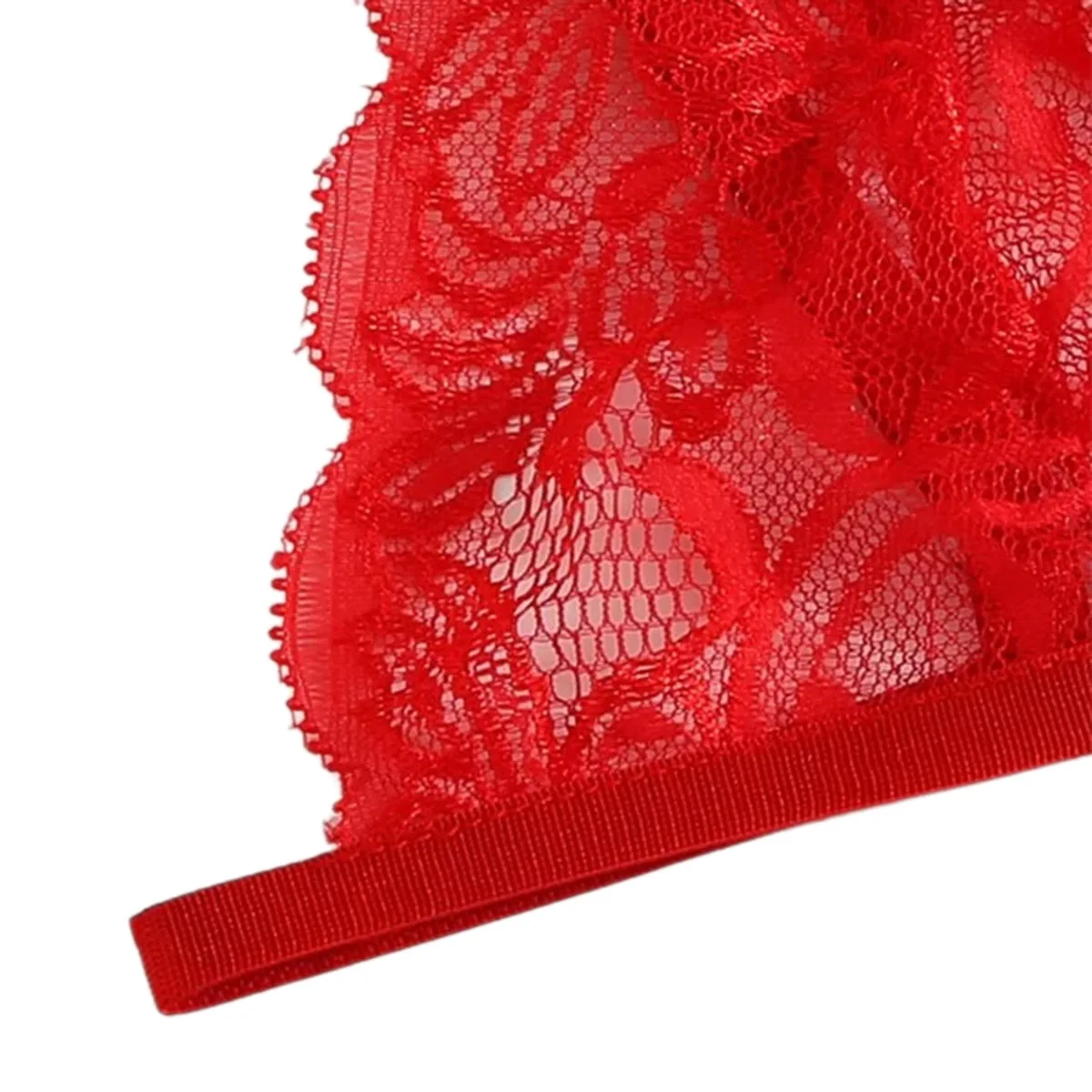 

Women's Sexy Two Pieces Lingerie, Perspective Lace Mesh Top with Thong Bandage Briefs, Attractive Underwear Set