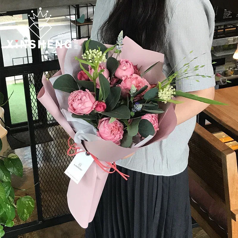 60 см * 15 ярдов двусторонняя цветочная упаковка рулон крафт-бумаги