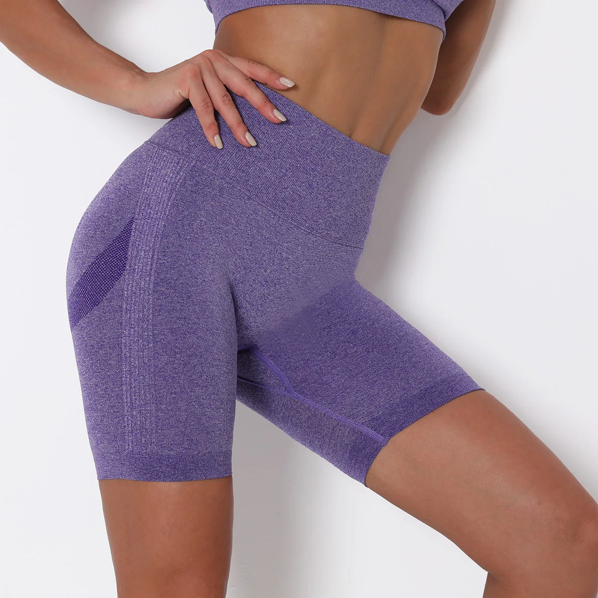

Slim Fit High Waist Yoga Sport Shorts Hip Push Up Women Plain Soft Nylon Fitness Running Shorts Tummy Control Workout Gym Shorts