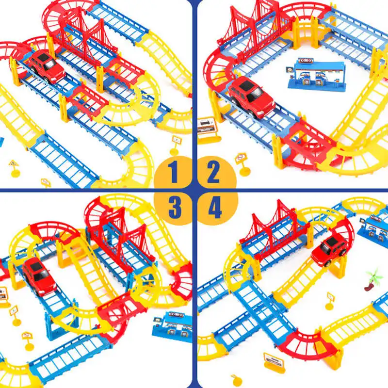 

Electrical car train diy 3d, track, multi-loved, construction vehicles, model, mount, educational toys, present for children