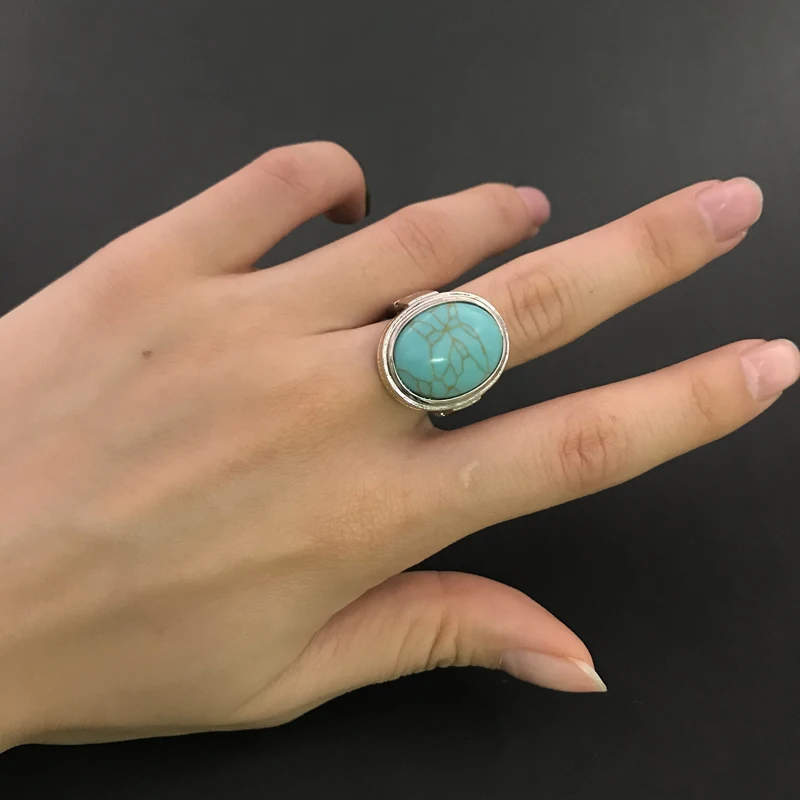 MENGYI богемное Винтажное кольцо с зеленым камнем овальной формы Женские Ювелирные
