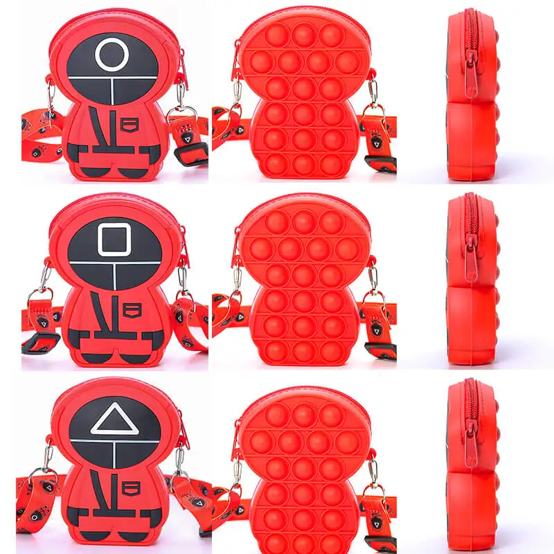 

Популярная игра кальмар, кошелек для монет Netflixs, фиджет-игрушки, милый кошелек с пузырьками из аниме, Детский Рождественский подарок