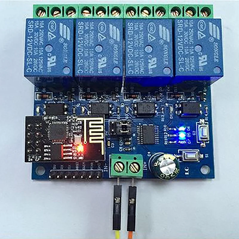 

ESP8266 DC 12V 4 Channel Relay Board ESP-01 WIFI Module for Smart Home 4 Channel WIFI Relay Module