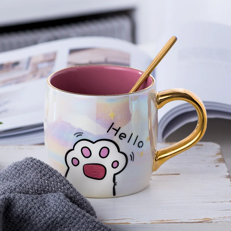 

Bright ins wind milk cup cat claw foot ceramic cute super girl heart hot water