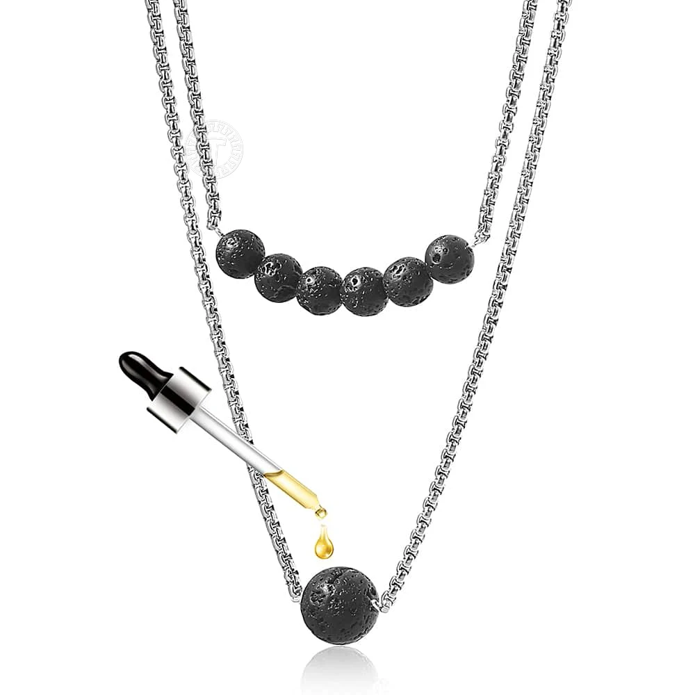 Двухслойная Подвеска из лавовых бусин ожерелье браслет для мужчин и женщин