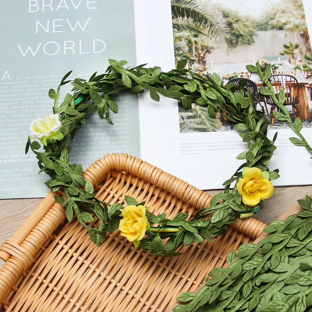 Искусственные зеленые листья плетеные искусственные растения лоза свадебная