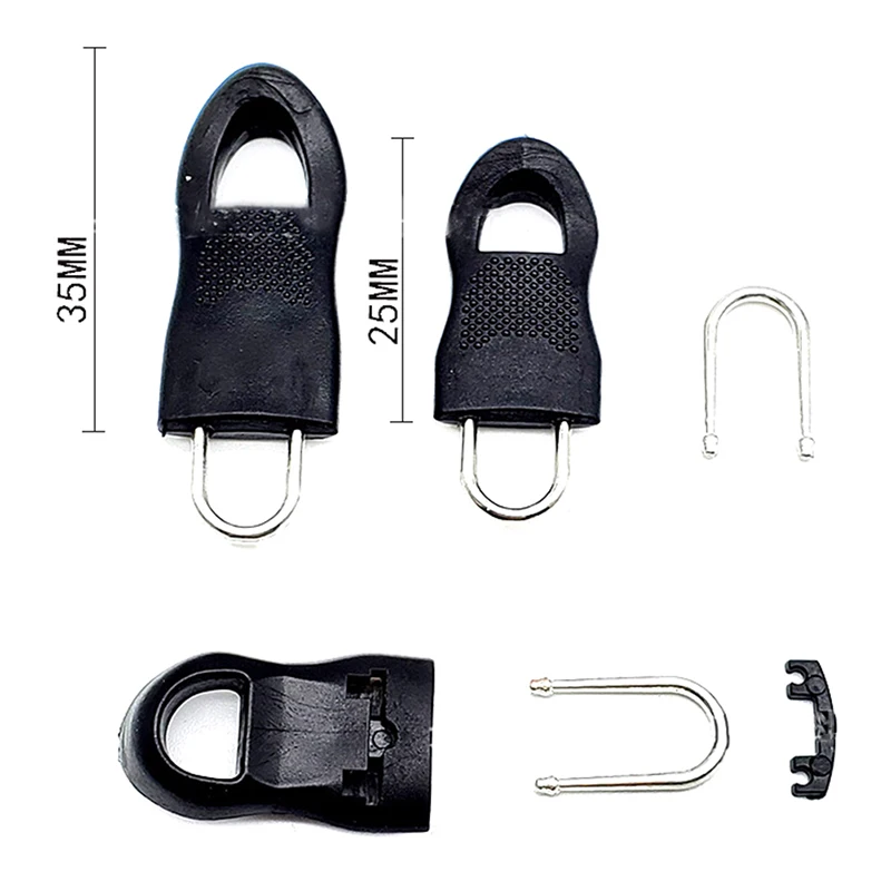 

Detachable Metal Zipper Pull Tags Zip Fixer for Clothes Black Zipper Puller Slider for Travel Bag Suitcase Clothes Tent Backpack
