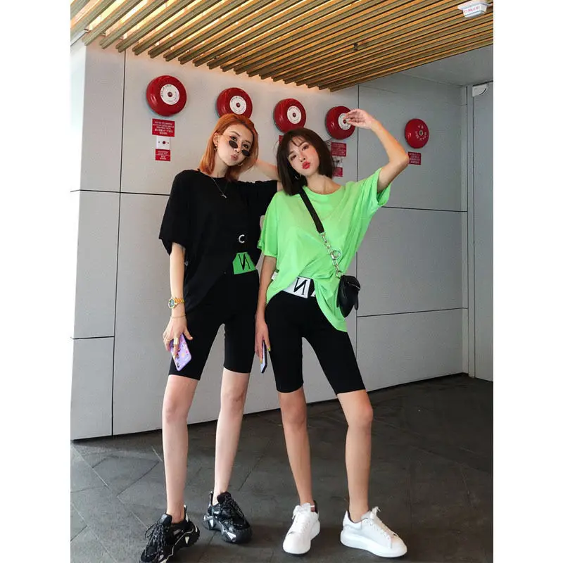 

Leggings Pants Female 2021 Summer Ice Silk High Waist Belly Tucking Pants Safety Sports Capris Riding Bodybuilding Shorts Girl