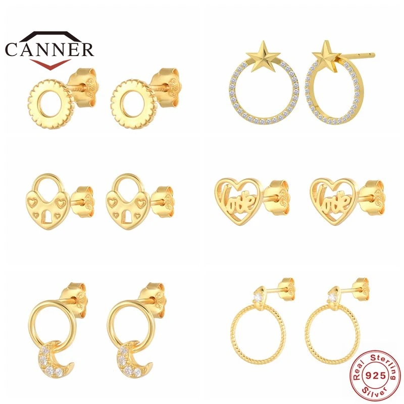 

CANNER Stud Earring Silver 925 Fashion Exquisite Zircon Small Ear Studs Piercing Earring for Women Jewelry Pendientes Plata 925