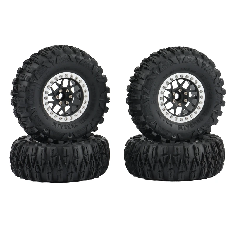 

4Pcs 2.2Inch Beadlock Wheel Rim Tires Set for 1/10 RC Crawler Car Axial SCX10 RR10 Wraith Traxxas TRX4