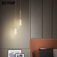 modern led copper chandeliers bedroom hotel bar decor hanging lighting fixtures crystal bedside lights indoor lighting fixtures