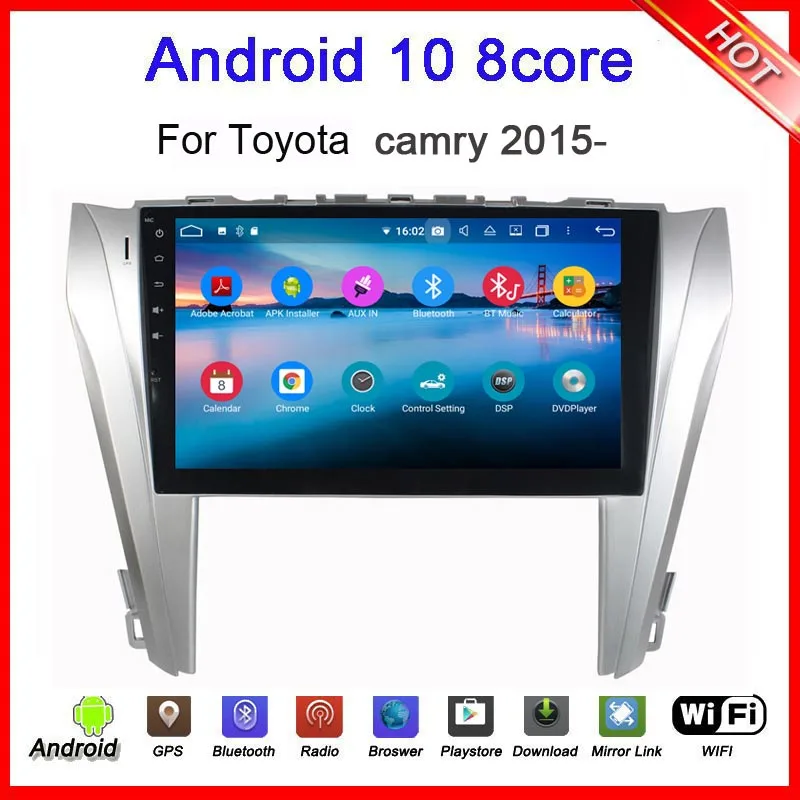 

Автомобильный мультимедийный плеер 2din на Android 10, 10,1 дюйма, для Toyota camry 2015-2017, автомобильное радио, gps-навигация, аудио, стерео, DSP, Carplay
