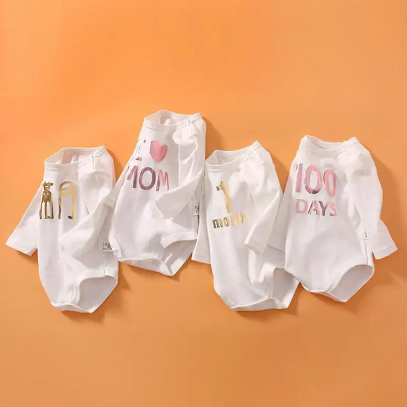 

Одежда для новорожденных мальчиков от 0 до 24 месяцев, боди для младенцев, Весенняя белая одежда с длинными рукавами пижамы из чистого хлопка ...