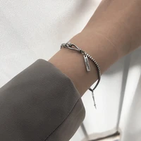 stainless steel geometric boho box chain bracelets vintage hook bracelet for women jewelry gift