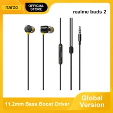 realme Buds 2 Earphone Headphone 11.2mm Bass Boost Driver Dual Magnets Cable Organizer Three Button Remote Easy Control