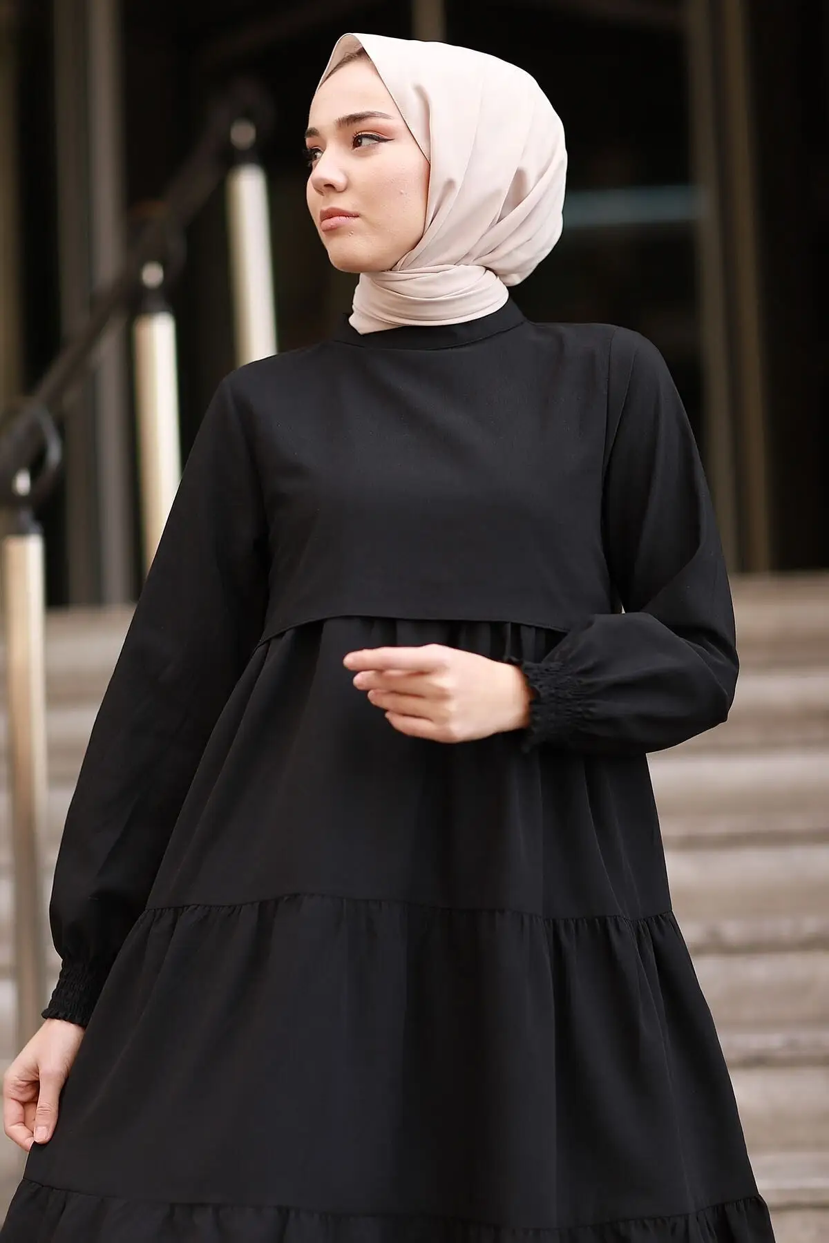 

Salas Single Layer Detail Dress Fashion Muslim Women Hijab Dress