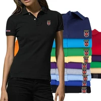 summer 100 cotton short sleeve womens polo shirts casual cotton lapel ladies polos shirts slim womens fashion brand tops tee