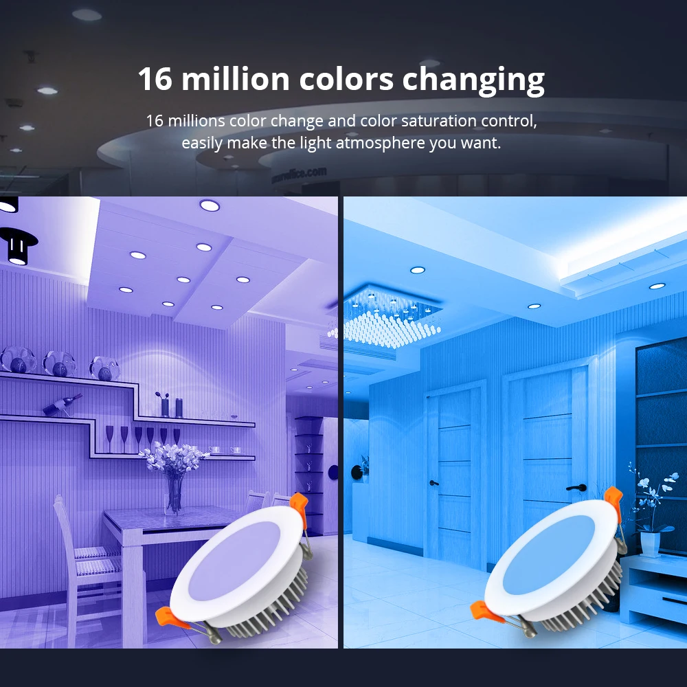 12 Вт ZigBee 3,0 пуховый светильник Smart RGBW светодиодный встраиваемый потолочный светильник, совместимый с Smartthings Hub Echo plus умный светильник ing
