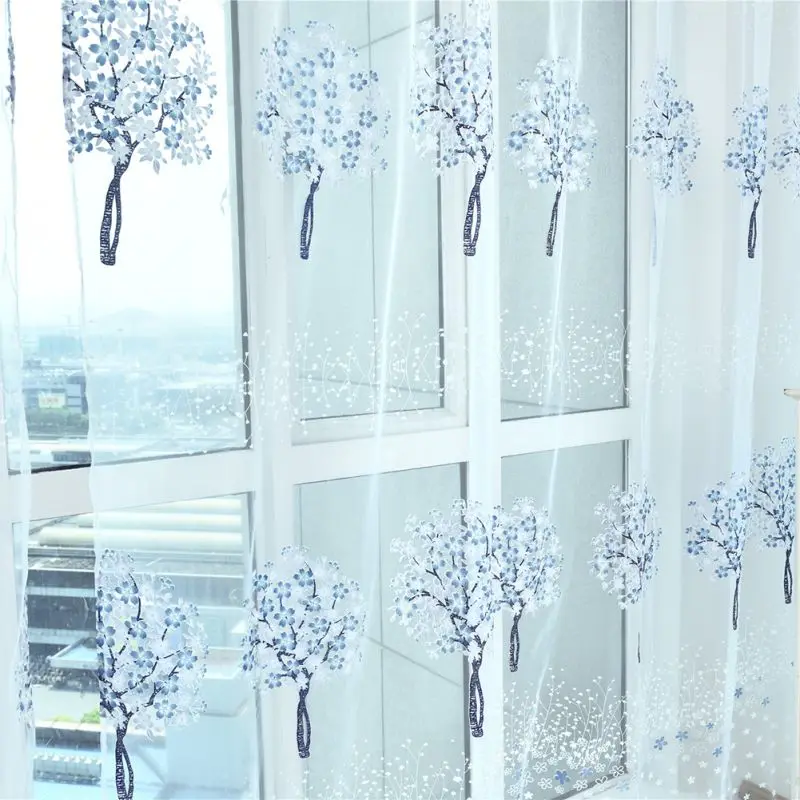 Тюлевые шторы на окна в гостиной спальне с пасторальным цветочным принтом 5