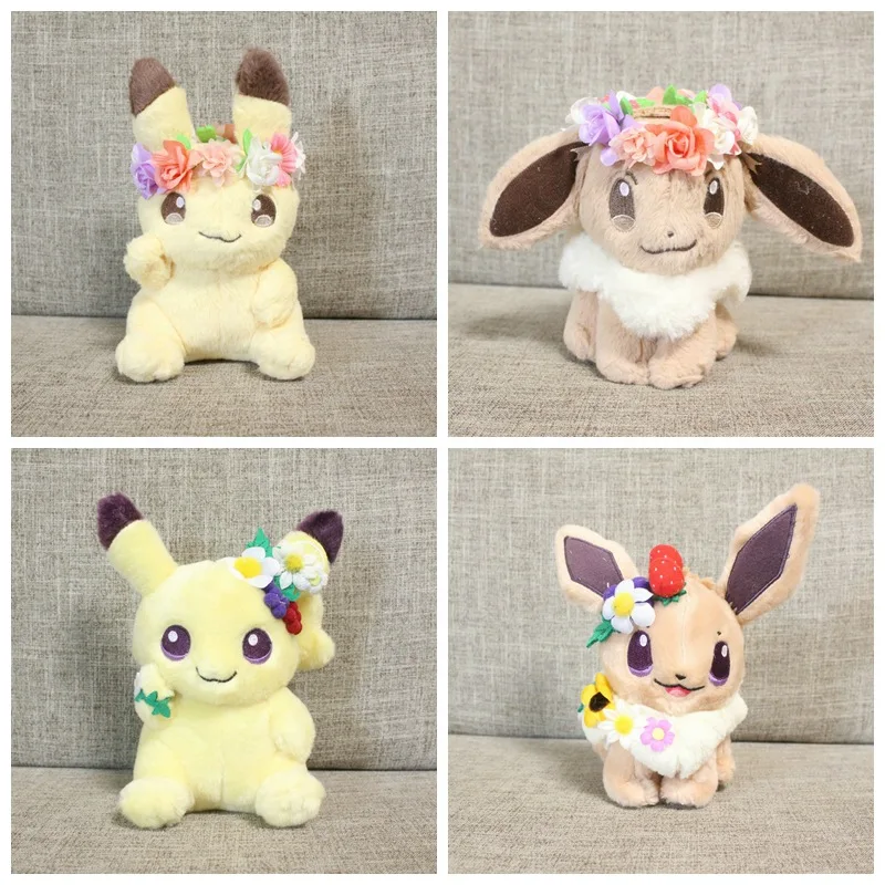 

Плюшевые игрушки покемон Пасхальный венок Eevee аниме мультфильмы милые плюшевые куклы покемон мягкие игрушки для детей девочек Подарки на д...