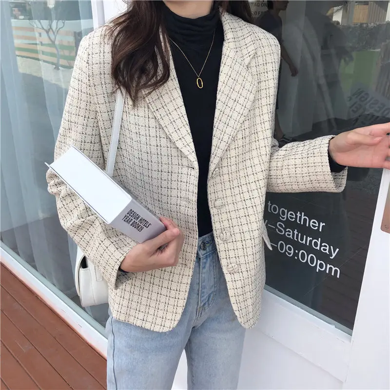 Женский винтажный офисный Блейзер HziriP абрикосовый элегантный свободный блейзер