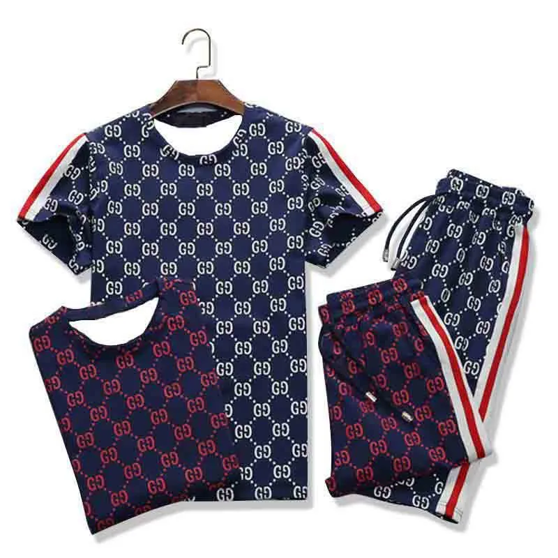 

2021New Summer GG T-Shirt Pants Suit Casual Brand Fitness Jogging Pants T-Shirt Hip-Hop Fashion Men's Sportswear 2-Piece Set