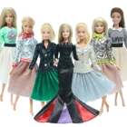 Ручной работы кукла леди платье крутой наряд Черная куртка плиссированная юбка блестящие куртки повседневная одежда для куклы Барби аксессуары для кукол игрушки