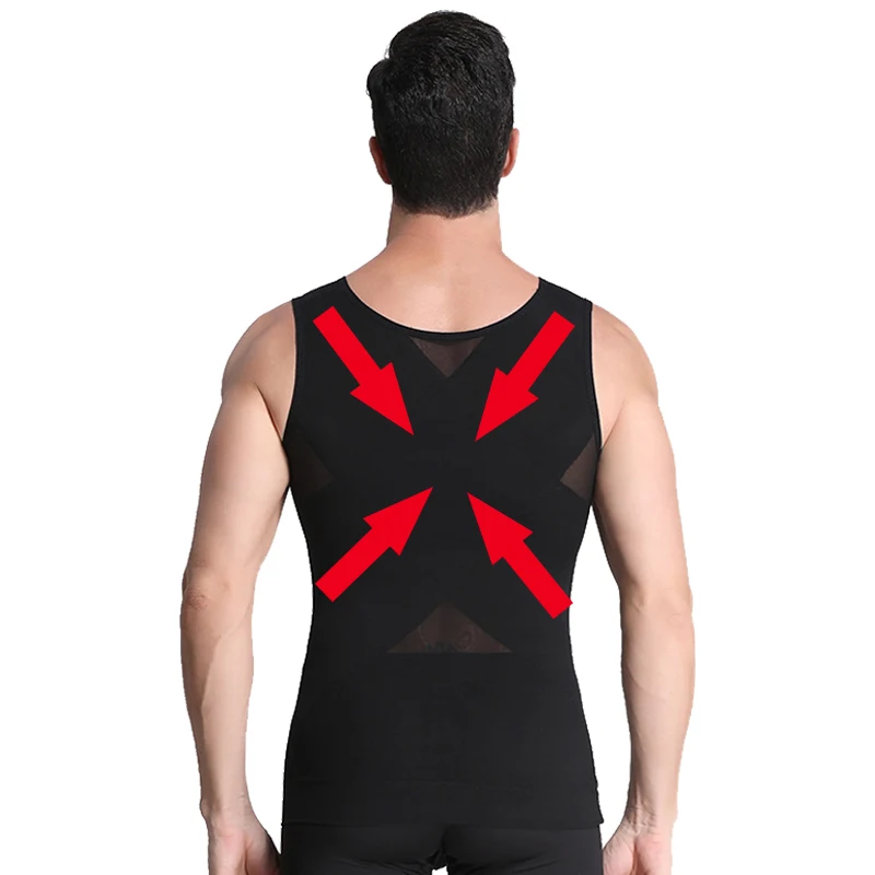 Body Shaper Men Vest Gynecomastia Chest Binder Slimming Shaper Men Tummy Abdomen Waist Trimmer Back Posture Corrector Tank Tops