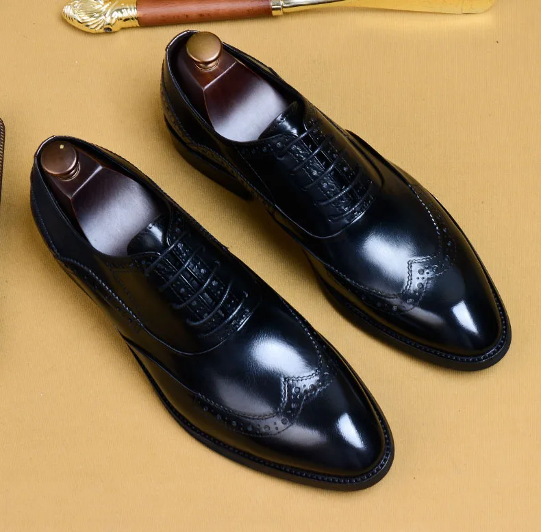 Туфли мужские классические натуральная кожа на шнуровке броги свадебная обувь