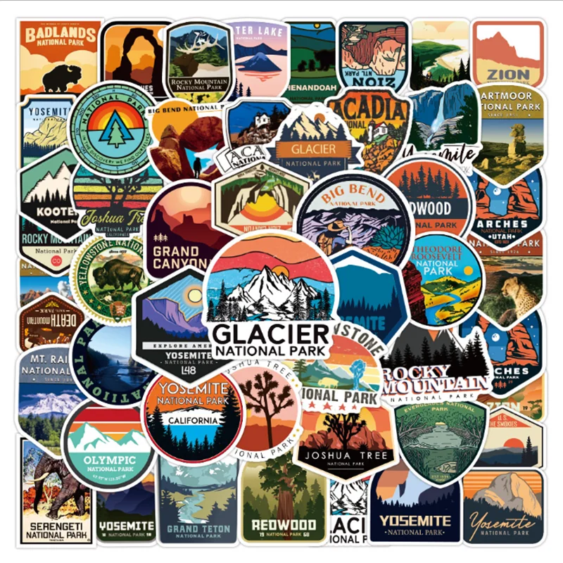 

10/30/50PCS National Park Outdoor Scenery Cartoon Graffiti Sticker Notebook Luggage Toy Decoration Wholesale