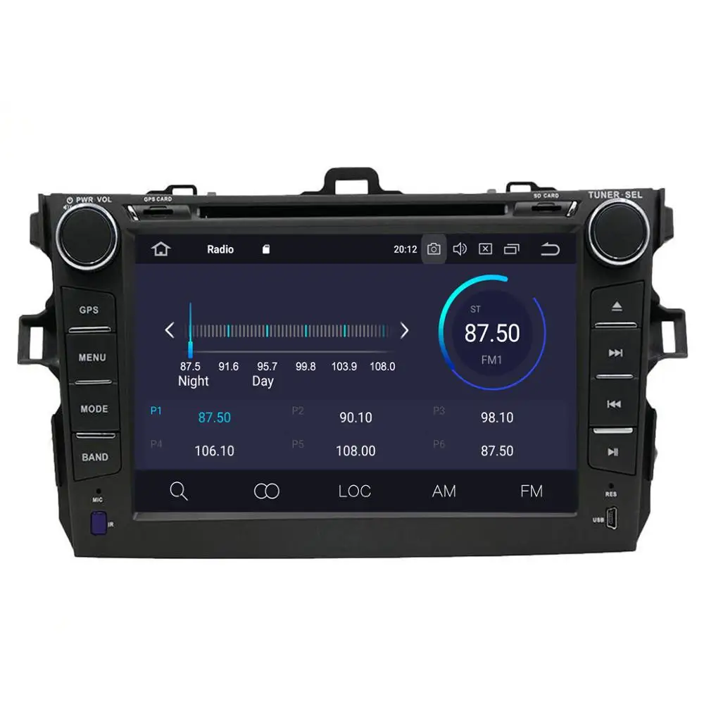 Автомобильный мультимедийный плеер 8 дюймов Android 9 IPS GPS навигация PX5 для Toyota Corolla 2007