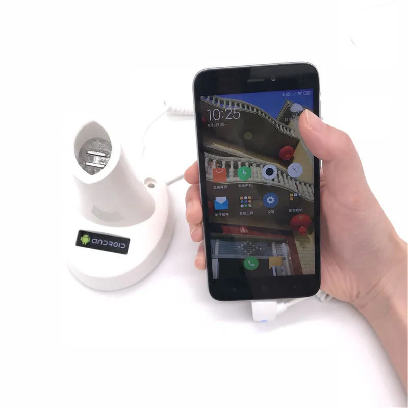 (10 set/lot) White Color ABS Material Remote Control Rechargeable Retail Theft Control Kit for Mobile Phone Retail Store