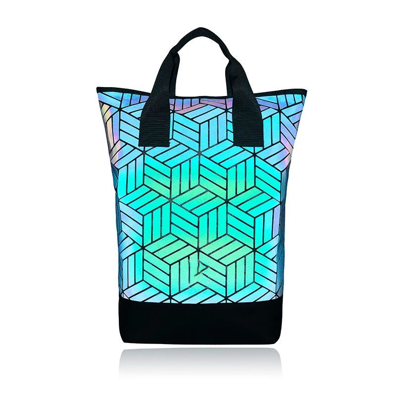 

Holographic Geometric New Sports Brand Designer Casual Fashion Backpack Laser Woman Bag