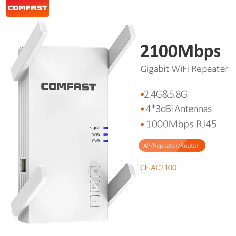 

Wireless Wifi Repeater Wifi Extender router long range signal booster Amplifier 2.4/5.8Ghz 300/2100Mbps WiFi Ultraboost for Home