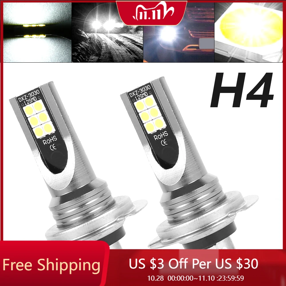 

2PCS H4 Car CSP LED Fog Lights Headlight Bulbs For Ford Focus 2 3 Mk2 Fiesta Fusion VW Polo Golf 7 4 6 5 MK4 Passat B5 B6