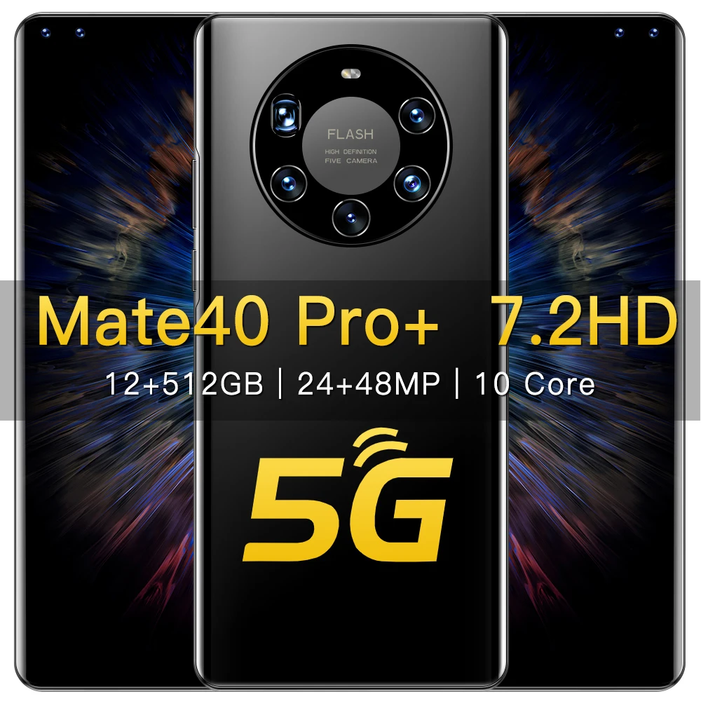 

Mate40 Pro 7.2Inch 12GB 128GB New Smartphones 24M+48MP Android 10 5800mAh Ten Core Really MTK6889 4G 5G Dual SIM Global Version