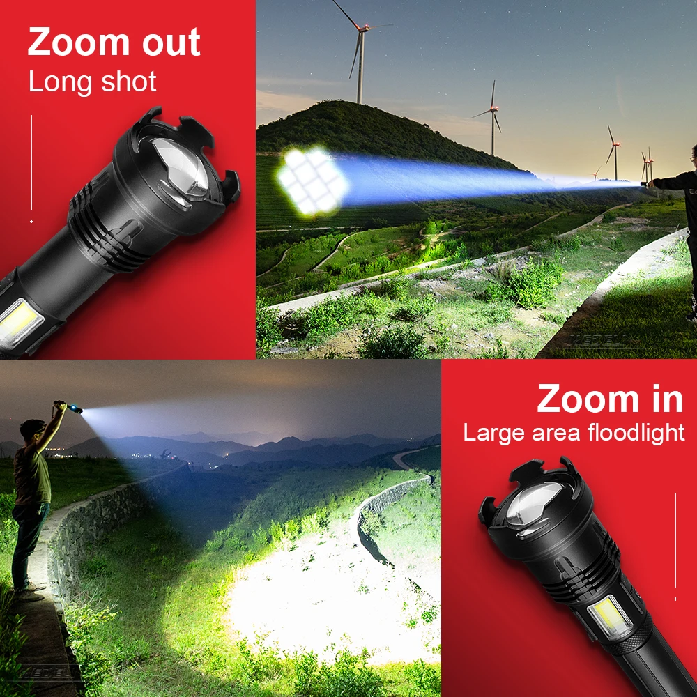 

600000LM Rechargeable Flashlight XHP110+COB Flash Light 18650 26650 High Power led flashlights XHP70.2 Lantern Hunting Hand Lamp