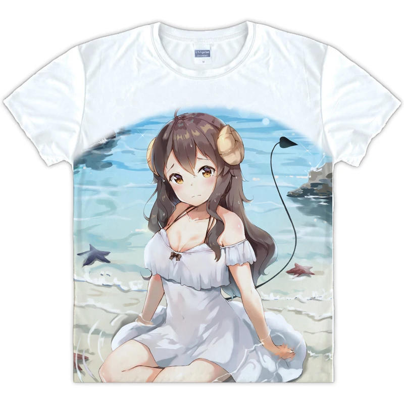 Аниме Machikado Mazoku футболка одежда с короткими рукавами Yoshida Yuko & Chiyoda Momo унисекс