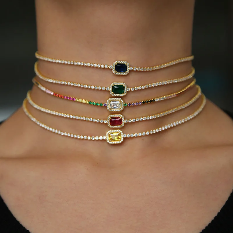 Ожерелье-цепочка роскошный чокер крошечный микро-паве с кубическим цирконием