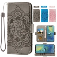 floral wallet case for huawei mate 20 30 40 pro 20x 20lite fundas capa magnet card pocket with lanyard purse stand flip cover
