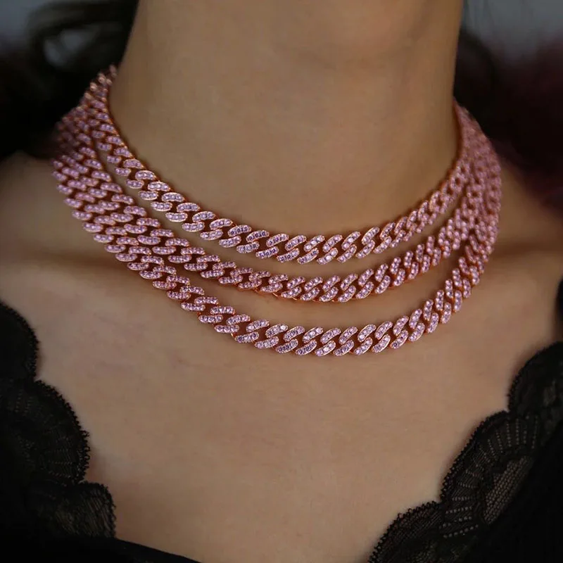 HIBRIDE 9 мм микро паве ледяные CZ кубинские звенья ожерелья цепи принимаются