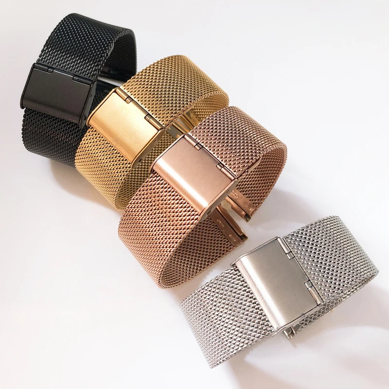 

Milanese Watch Band Stainless Steel Wristband Replacement Strap Width 12mm 14mm 16mm 18mm 20mm 22mm With Tool And Pins