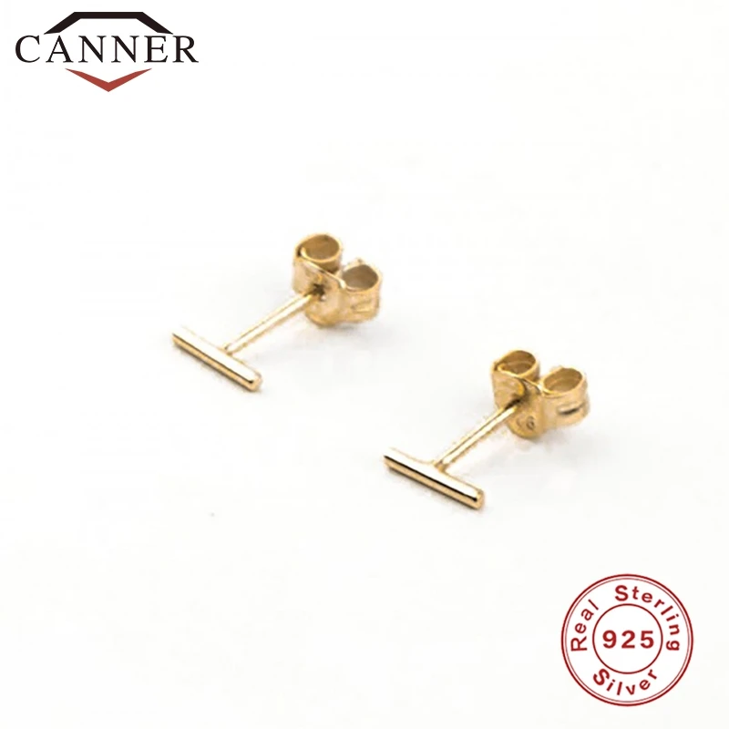 

Simple 925 Sterling Silver Stud Earrings for Women INS Gold Silver Color Studs Fashion Earrings Jewelry