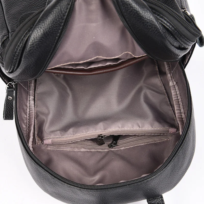 

Solid Color Large Capacity PU Leather Women's Backpack Casual Travel Simple Packbag Teenager Girls Wild Style Portable Backbag